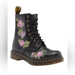 Dr. Martens 1460 Vonda II Black Floral Embroidered Boots Women’s US 5 EU 36